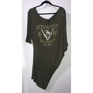 AFFLICTION Black Premium Women's Dress Top Medium T Shirt HYDRO Green Motors